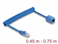 Delock RJ45 Coiled Cable plug to jack Cat.6 UTP 0.45 m to 0.75 m blue