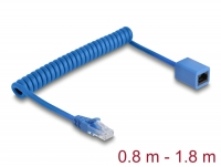 Delock RJ45 Coiled Cable plug to jack Cat.6 UTP 0.8 m to 1.8 m blue