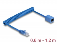 Delock RJ45 Coiled Cable plug to jack Cat.6 UTP 0.6 m to 1.2 m blue