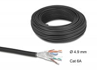 Delock Network Cable Roll Cat.6A U/FTP 500 MHz Slim flexible halogen-free 50 m black