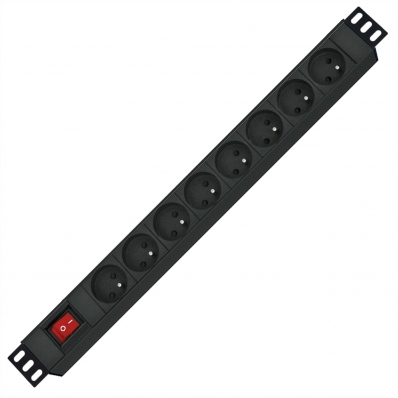 ROLINE PDU for Cabinet, 8x socket, 45°, 16A, with Switch, UTE Version, black, 2 m