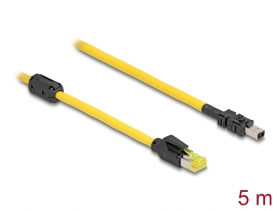 Delock Cable RJ45 plug Cat.6 to Mini I/O 8 pin D-shape type 2 plug 5 m yellow