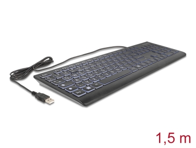 Delock USB Keyboard wired 1.5 m black with XXL letters and Illumination