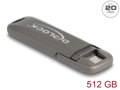 Delock USB 20 Gbps USB-C™ Memory Stick 512 GB, Read Speed: 1980 MB/s - Metal Housing