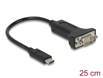 Delock Adapter USB Type-C™ to 1 x Serial RS-232 D-Sub 9 pin male with nuts 25 cm