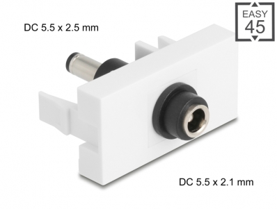 Delock Easy 45 Module DC 5.5 x 2.1 mm female to DC 5.5 x 2.5 mm male white