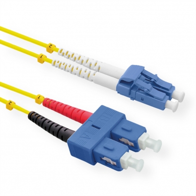 ROLINE Fibre Optic Jumper Cable duplex, 9/125µm, OS2, LC/SC, duplex, yellow, 1 m