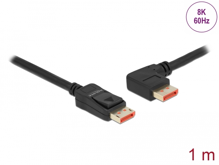 Delock DisplayPort Cable 1.4 (4k/8k) - Downwards Angled - Black - 3m 